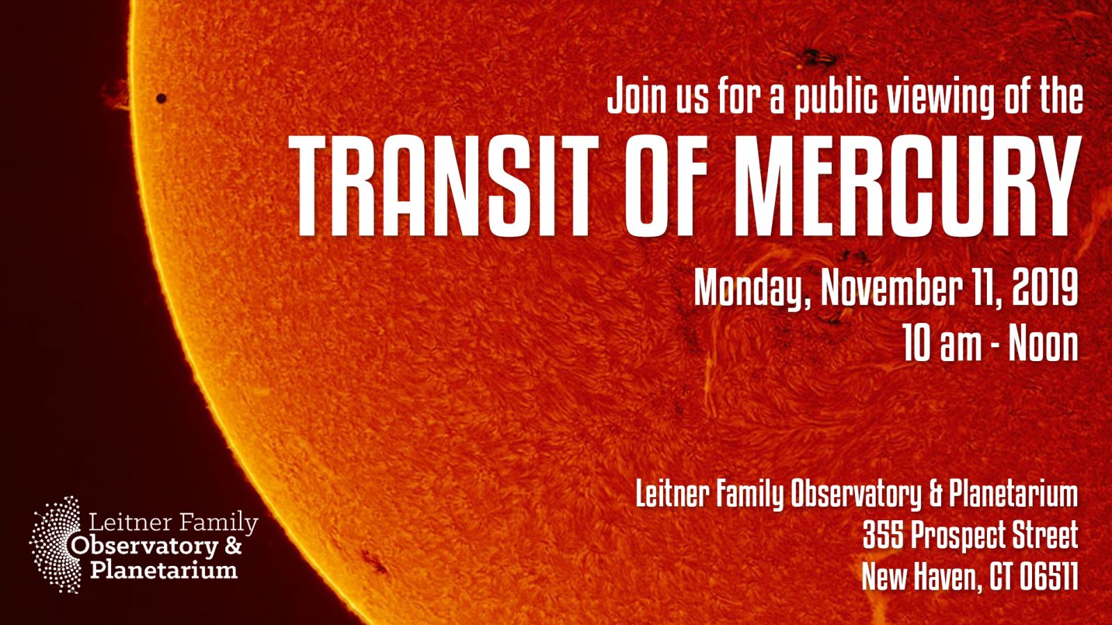 Transit of Mercury - Public Viewing (weather permitting) | Leitner ...